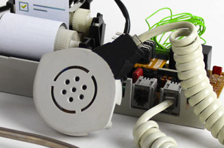 Stethoscope chestpiece designed from fax machine.