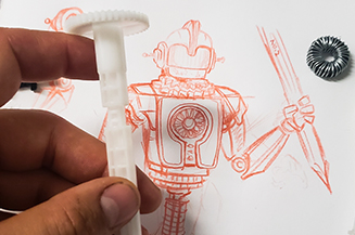 Drawing of robot design.