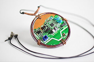 Jewelry and jewelry box made from fax parts.