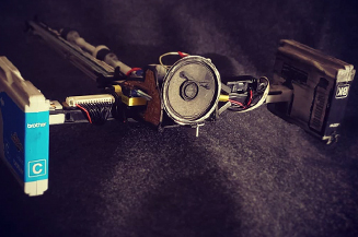 Close up of fax machine wing.